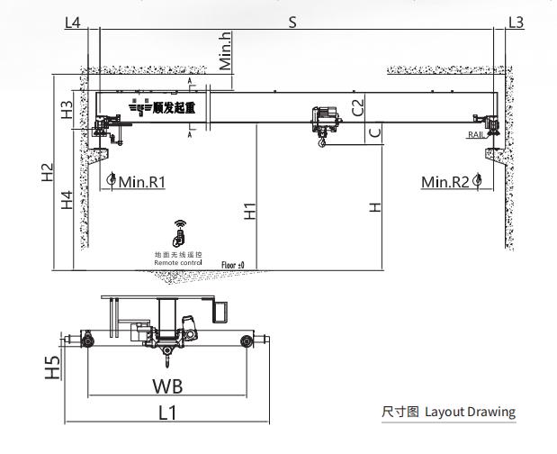 欧式单梁起重机(8吨)尺寸图.jpg 欧式单梁起重机